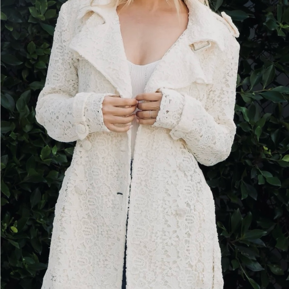 White Lace with sequins Trench